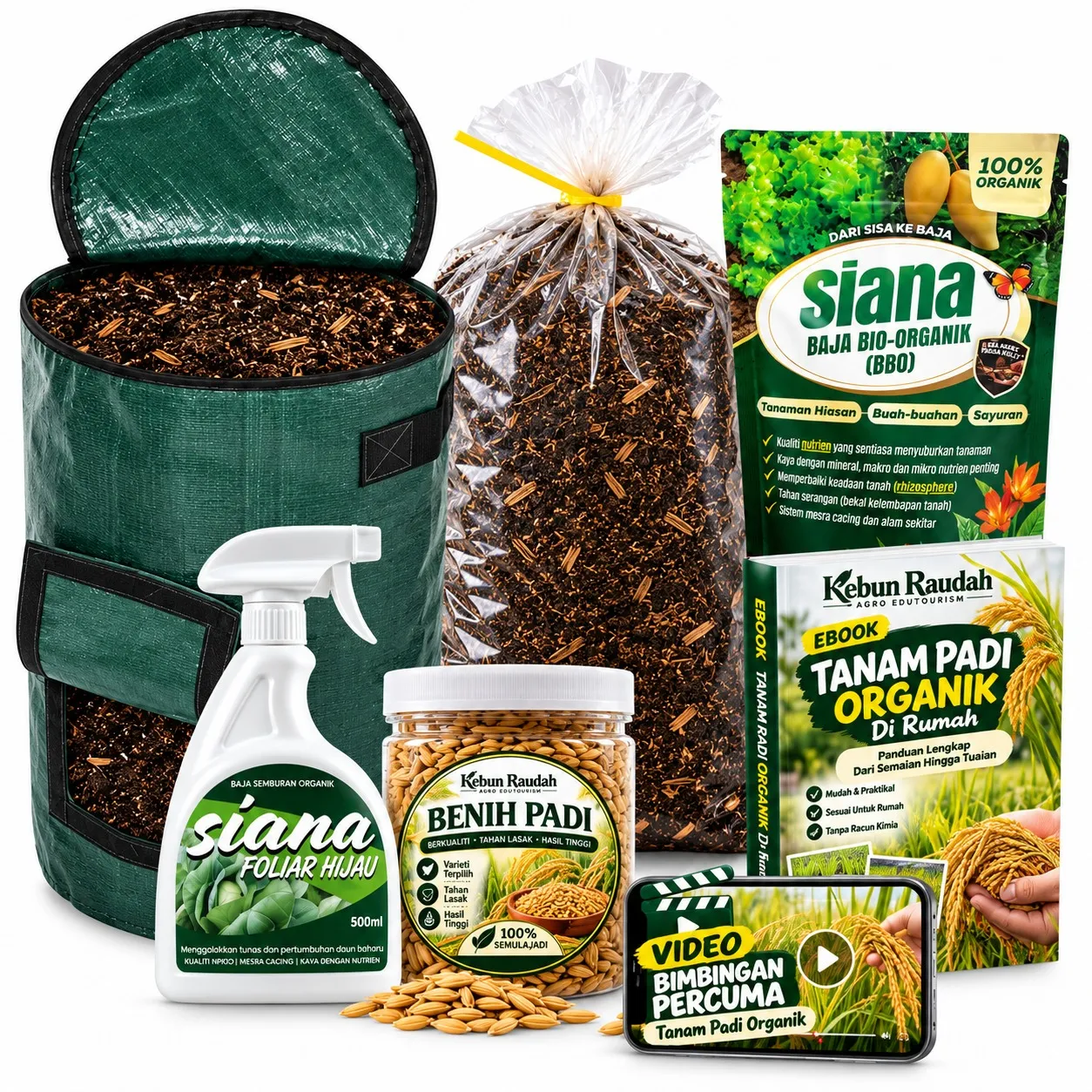 Kit Tanaman Padi Organik Lengkap pakej RM180